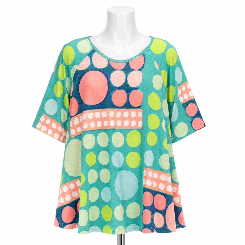 Jess & Jane XL Abstract Dot Tunic Top Colorful Geometric Art To Wear Lagenlook